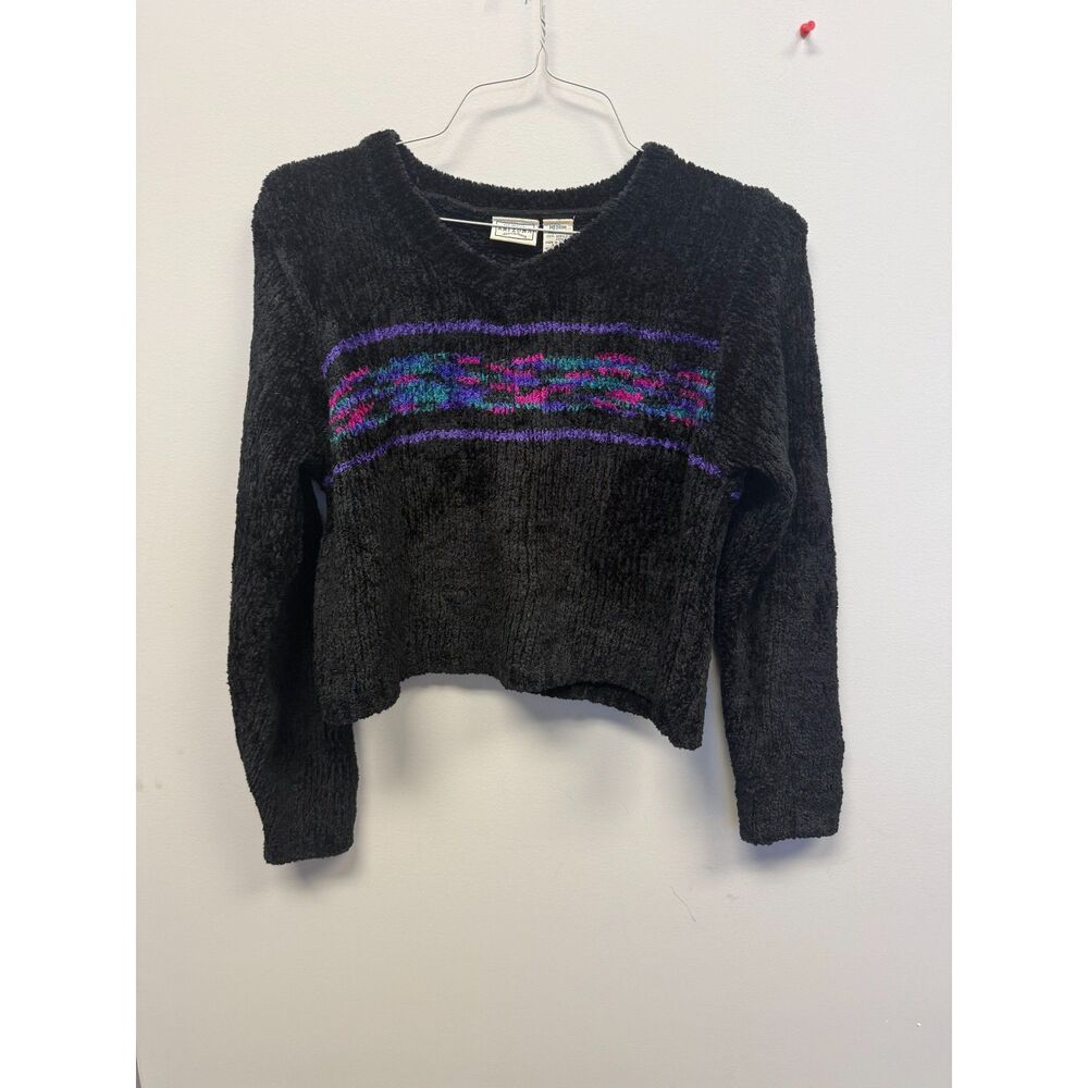 Vintage Arizona Jean Company Women’s M Black Chenille Cropped Sweater 90 Memphis